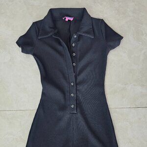 Ribbed Black romper, button-up front closure, Size S